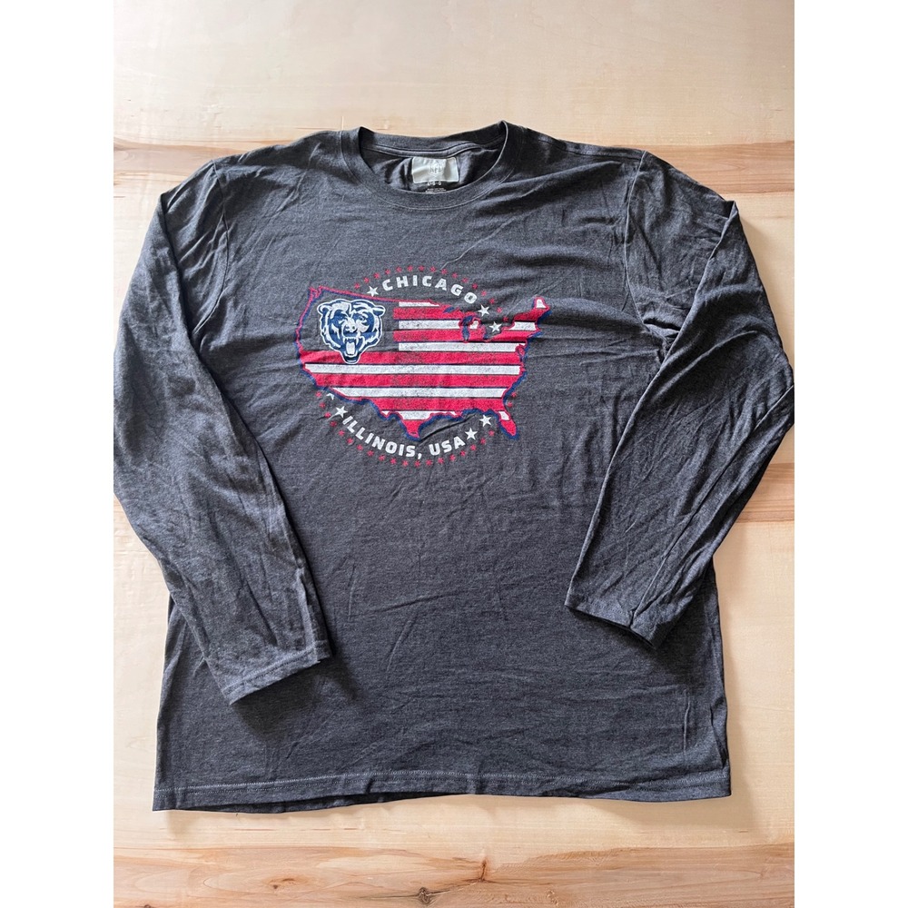 NFL Chicago Bears Long Sleeve Graphic Tee Shirt Charcoal Grey Mens Large L